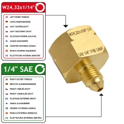 Riduzione W24,32x1/14 LH Femmina a G1/4" SAE RH Maschio Vogelmann