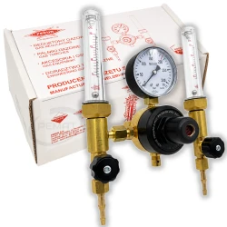Riduttore di gas PERUN AR/CO₂ con due flussometri tipo RBNa/Nd-2,5Rx2